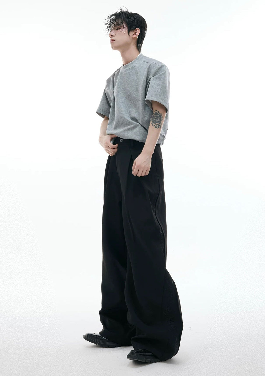 Embroidered Wide-Leg Tailored Pants - COPPING THREADS - Argue Culture