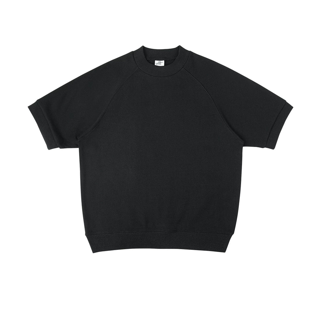 IDLT short sleeve sweatshirt, black front.
