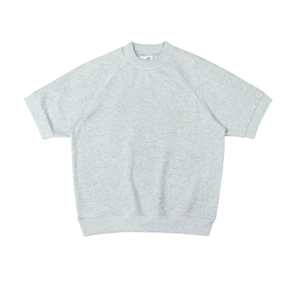 IDLT short sleeve sweatshirt, heather gray front.