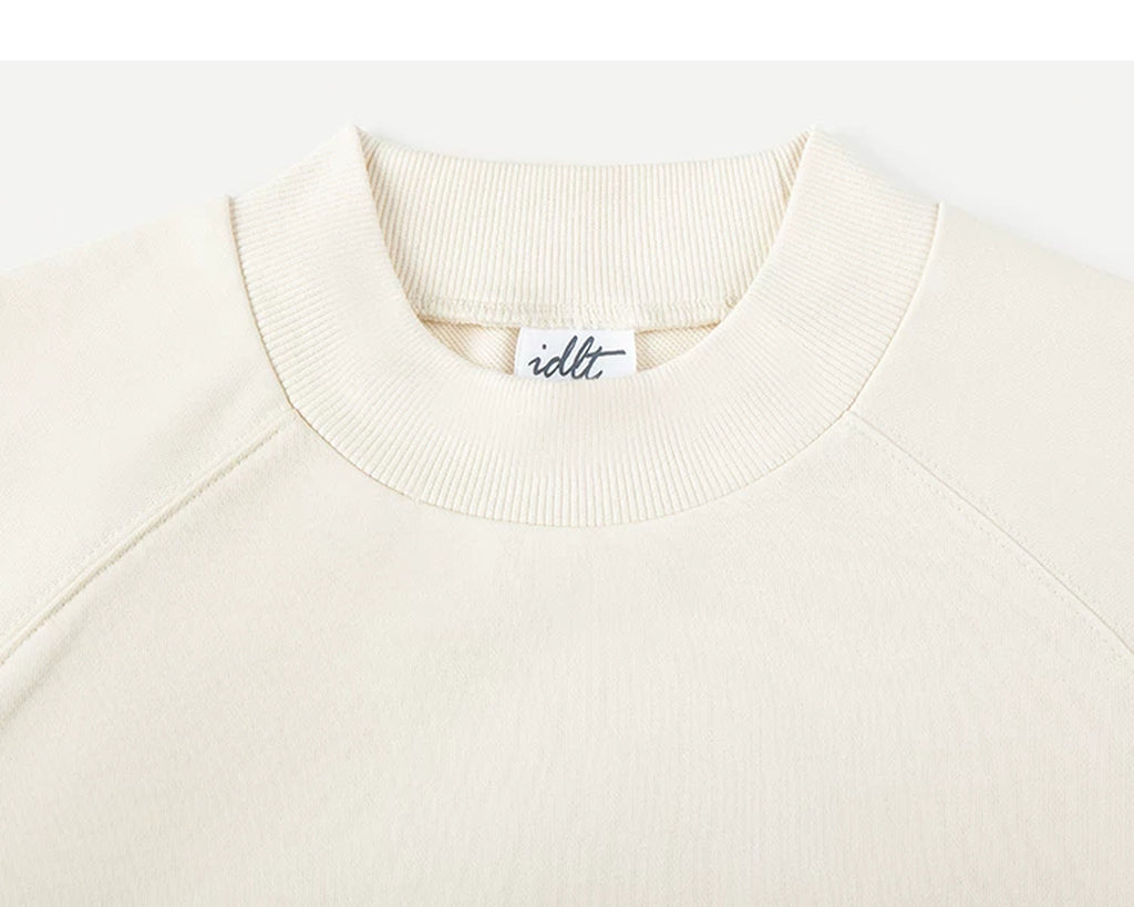 IDLT short sleeve sweatshirt, cream crewneck.
