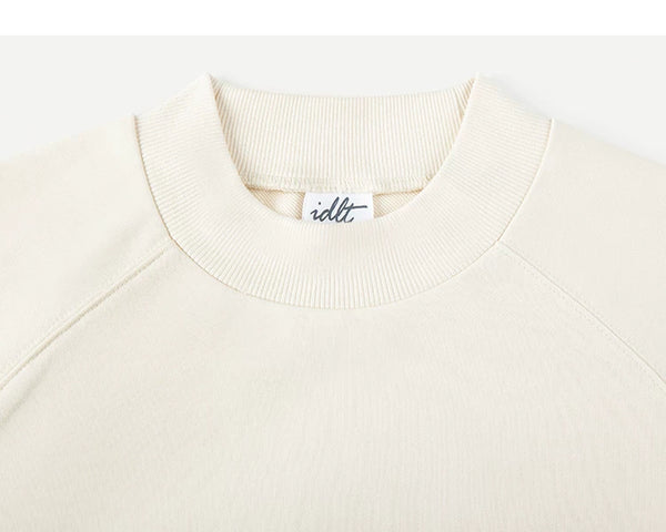 IDLT short sleeve sweatshirt, cream crewneck.