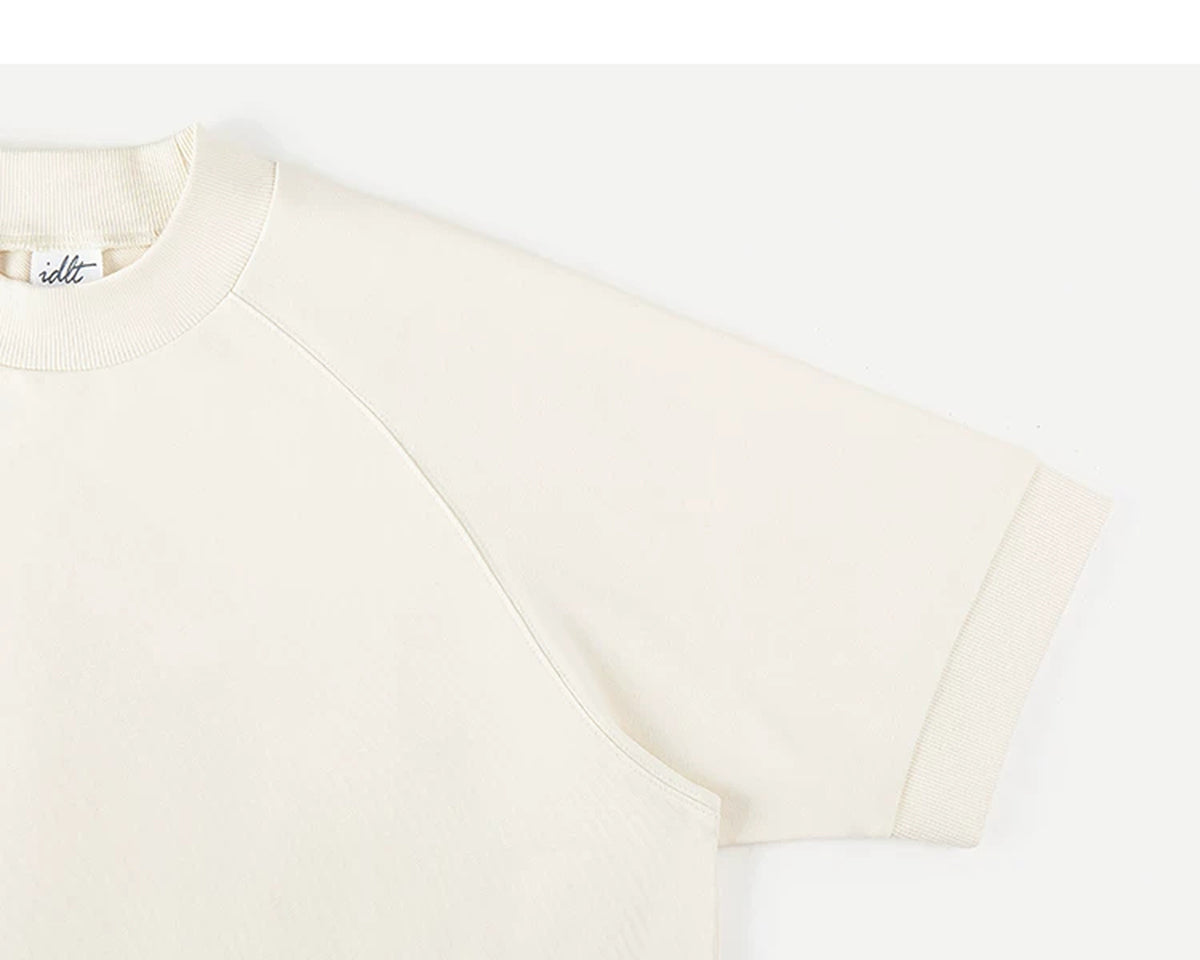 IDLT short sleeve sweatshirt, cream raglan sleeve.
