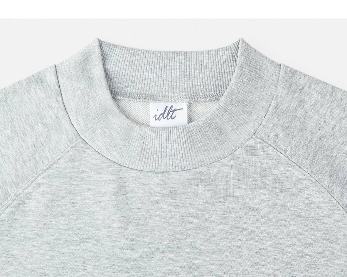 IDLT short sleeve sweatshirt, heather gray crewneck.