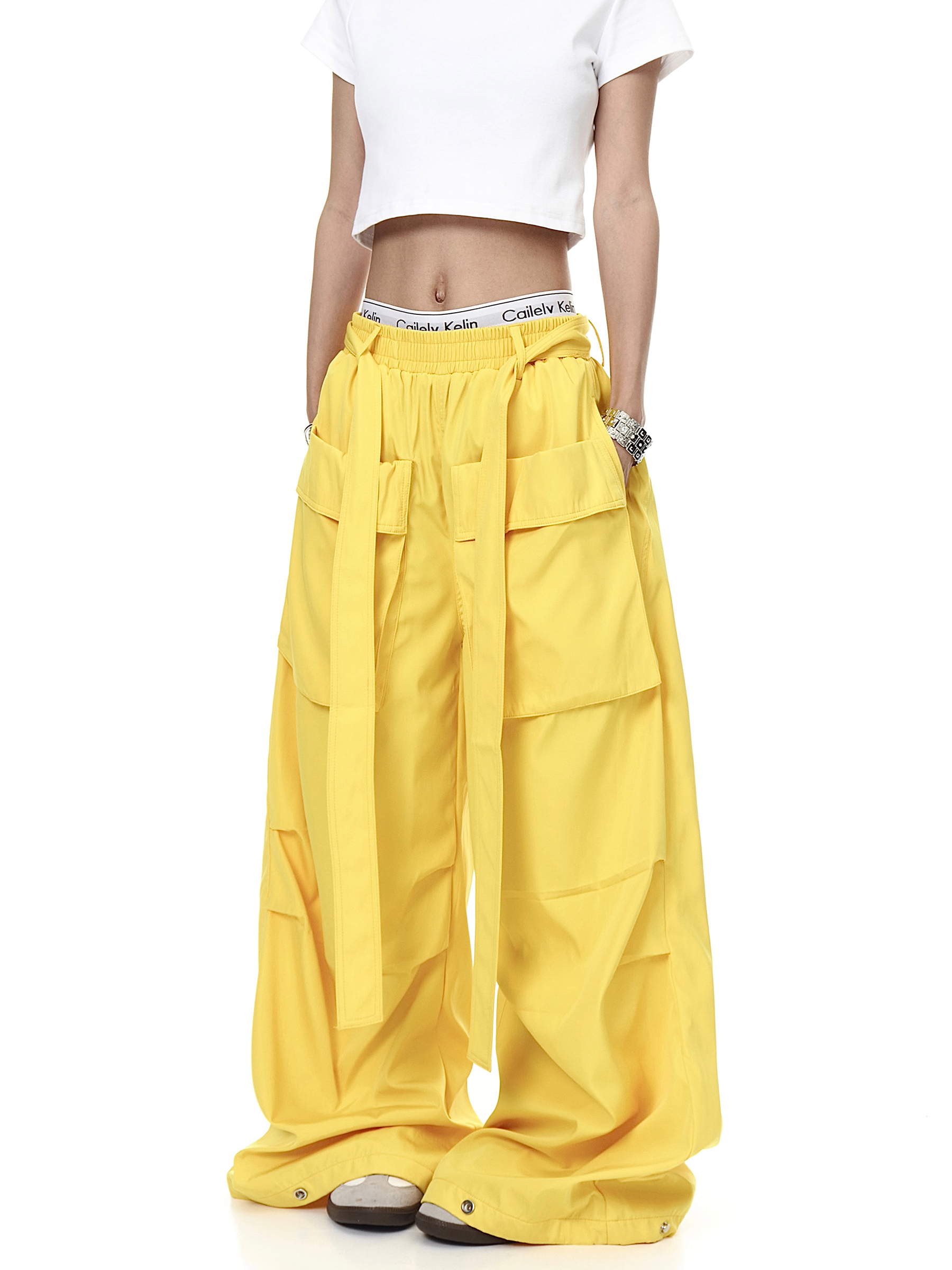 Detachable Belt Oversized Pocket Cargo Pants