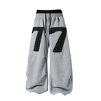 Contrast Patch Embroidered Double Waist Sweatpants