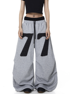 Contrast Patch Embroidered Double Waist Sweatpants