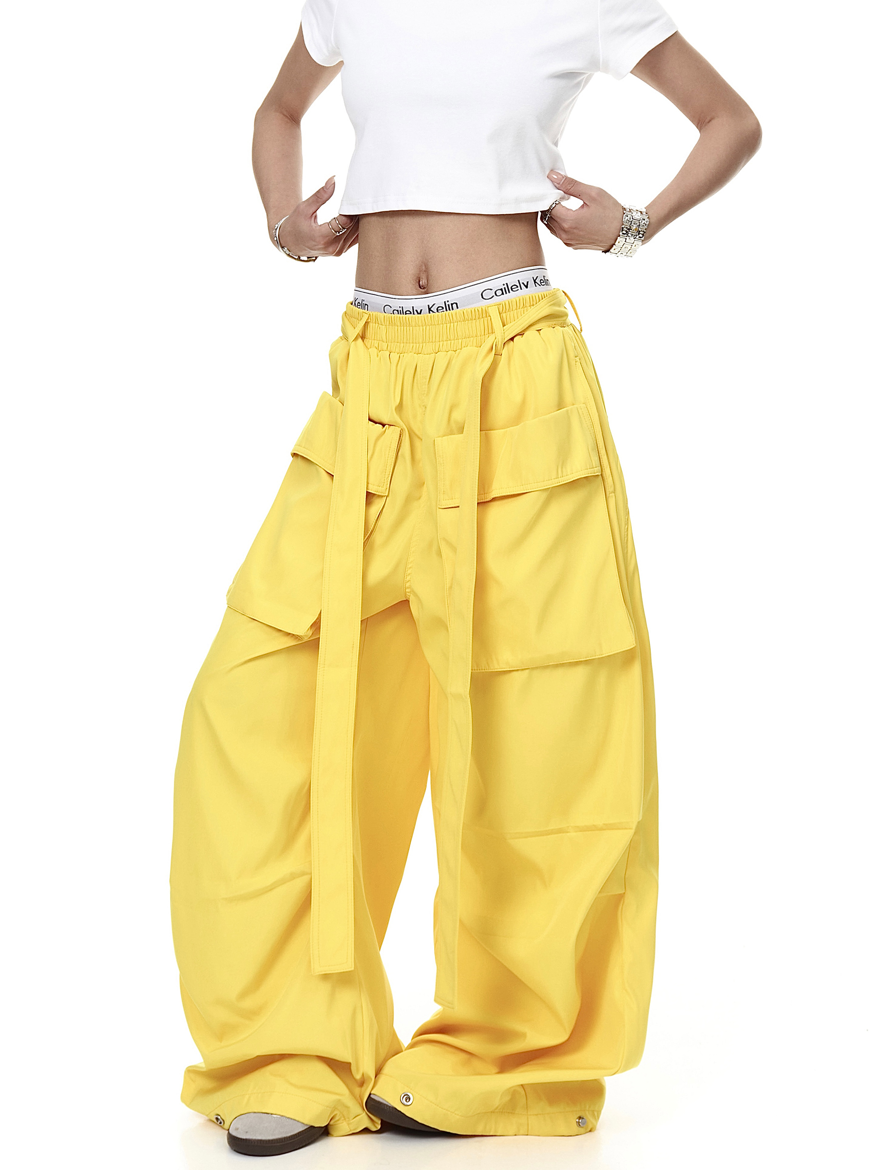 Detachable Belt Oversized Pocket Cargo Pants