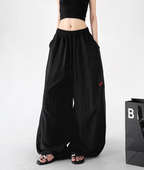 Linen-Blend Wide-Leg Drawstring Pants - CT212