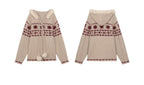 Fair Isle Bow - Print Knit Hoodie Cardigan - COPPING THREADS - CHICISLAND