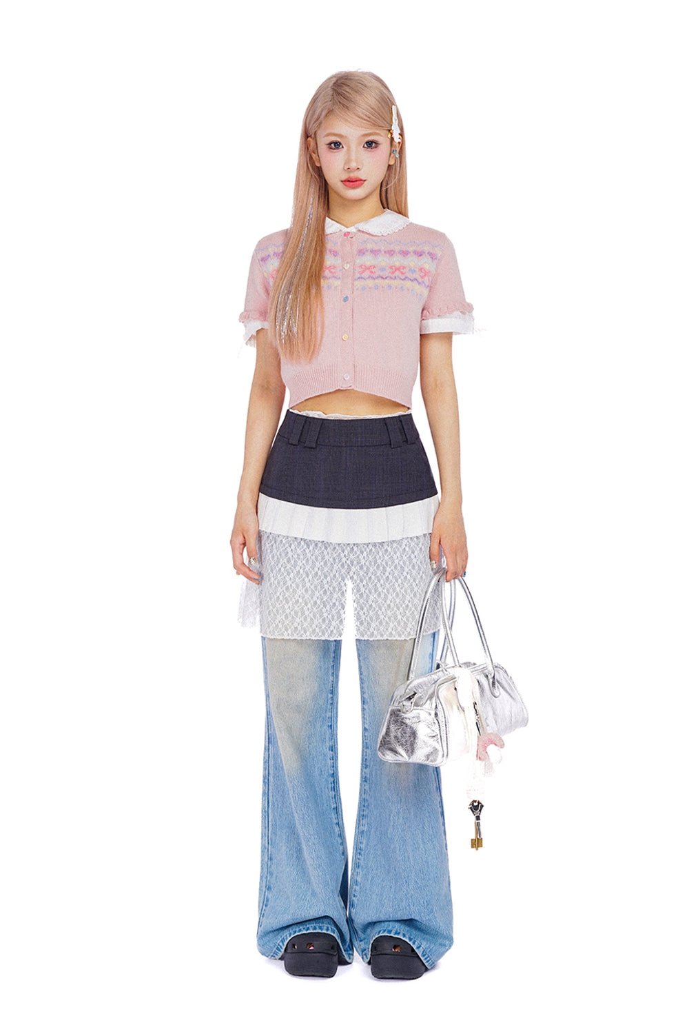 Fair Isle Butterfly Pattern Short Sleeve Cardigan - COPPING THREADS - MOROMORO