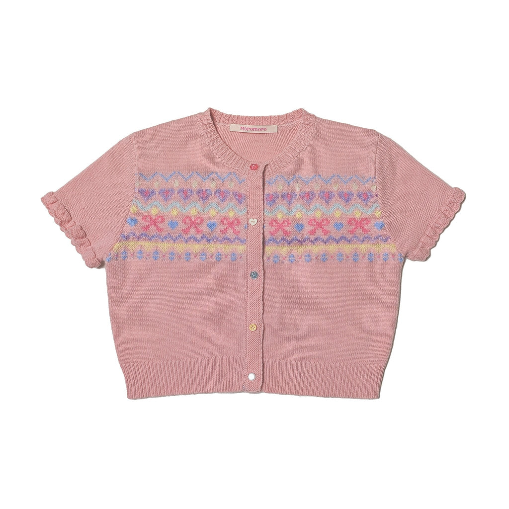 Fair Isle Butterfly Pattern Short Sleeve Cardigan - COPPING THREADS - MOROMORO