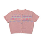 Fair Isle Butterfly Pattern Short Sleeve Cardigan - COPPING THREADS - MOROMORO