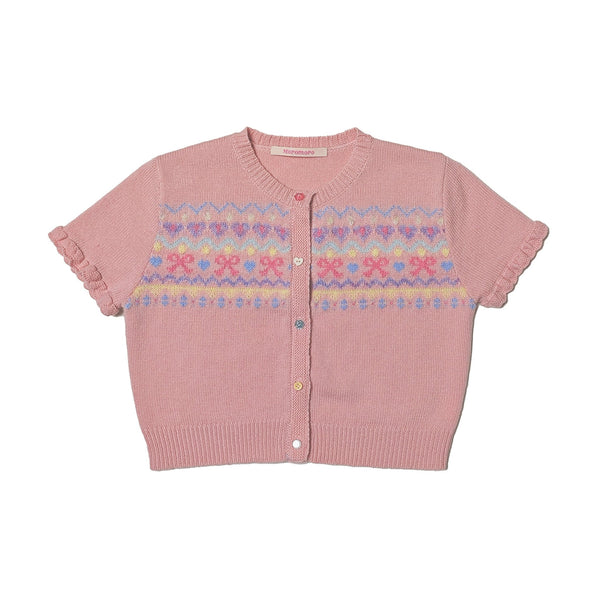 Fair Isle Butterfly Pattern Short Sleeve Cardigan - COPPING THREADS - MOROMORO