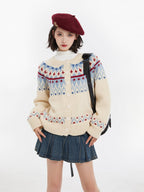 Fair Isle Button - Up Round Neck Knit Sweater - COPPING THREADS - CT Select