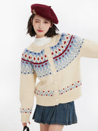 Fair Isle Button - Up Round Neck Knit Sweater - COPPING THREADS - CT Select