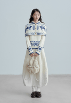 Fair Isle Deer Knit Cape Sweater & Quilted Midi Skirt Set - COPPING THREADS - CHICISLAND