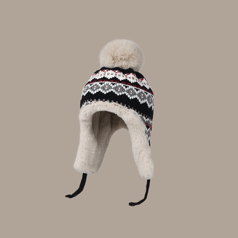 Fair Isle Fuzzy Earflaps Knit Beanie - COPPING THREADS - COPPING THREADS
