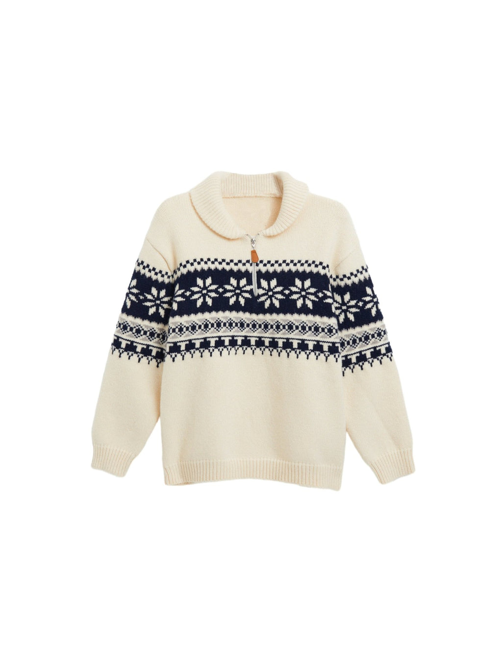 Fair Isle Half - Zip Funnel Neck Knit Sweater - COPPING THREADS - CT Select
