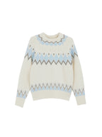Fair Isle Jacquard White Crewneck Pullover - COPPING THREADS - CT Select