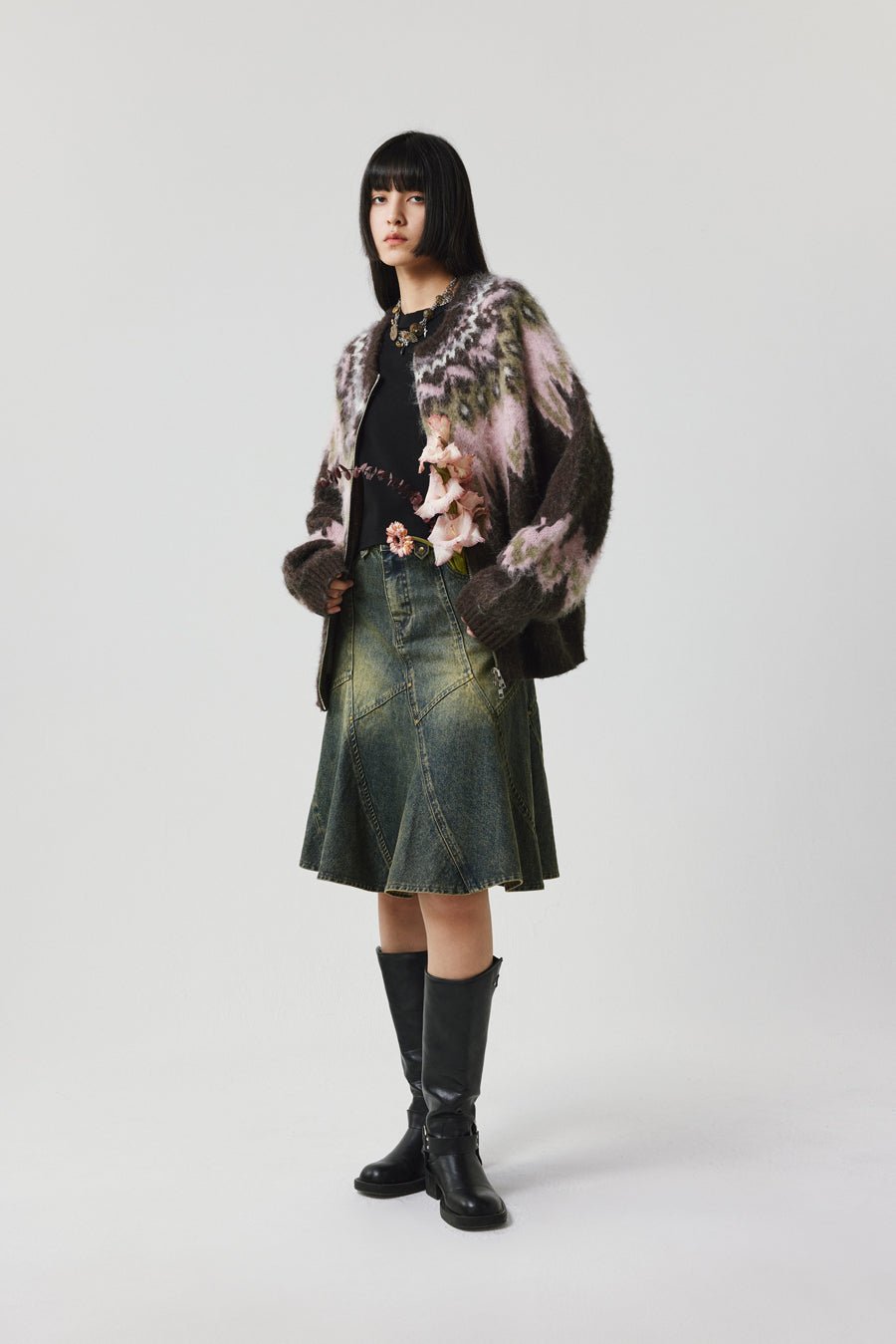 Fair Isle Pattern Wool Blend Cardigan - COPPING THREADS - CHICISLAND