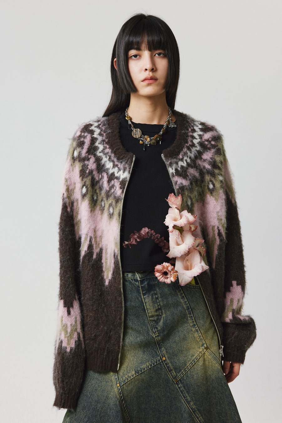 Fair Isle Pattern Wool Blend Cardigan - COPPING THREADS - CHICISLAND