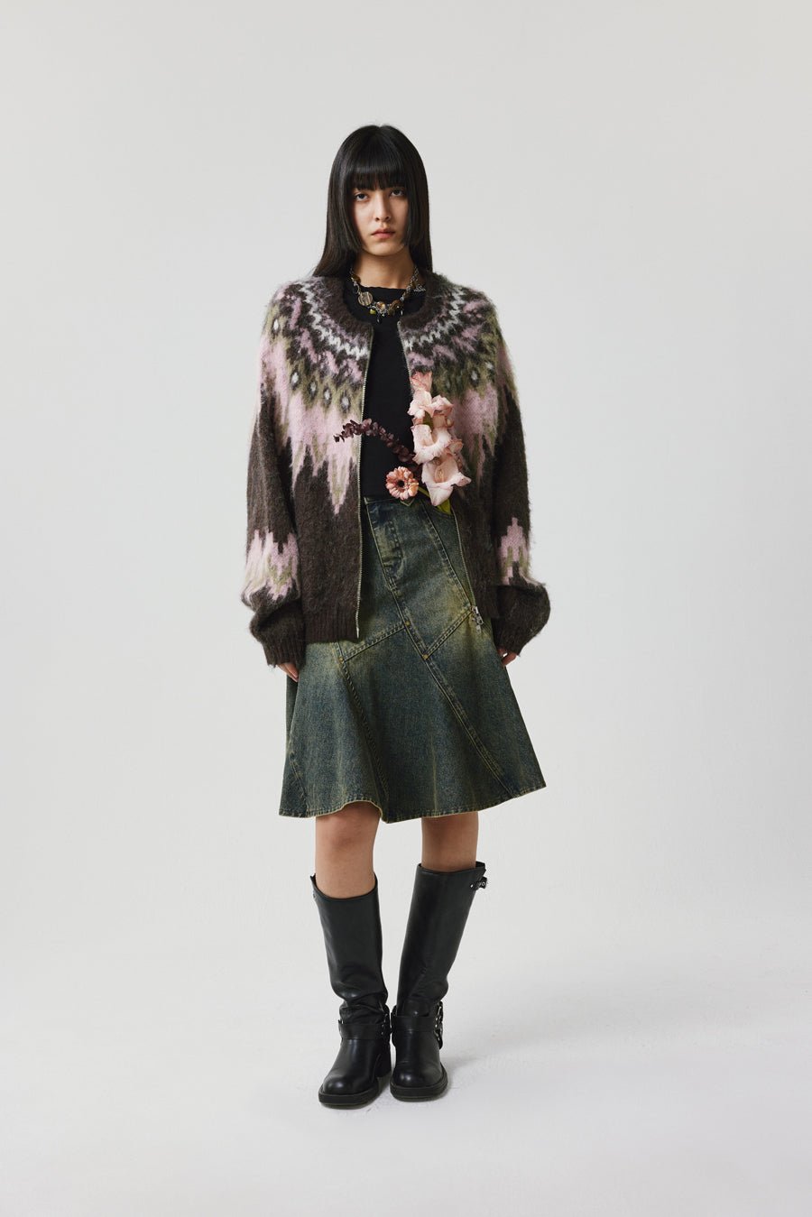 Fair Isle Pattern Wool Blend Cardigan - COPPING THREADS - CHICISLAND