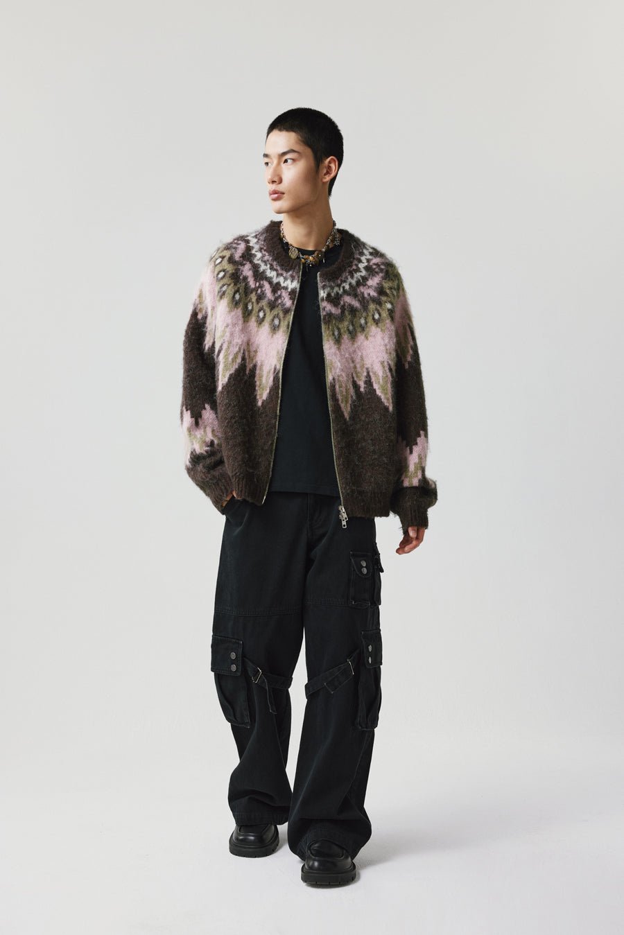 Fair Isle Pattern Wool Blend Cardigan - COPPING THREADS - CHICISLAND