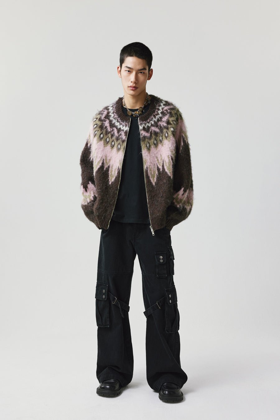 Fair Isle Pattern Wool Blend Cardigan - COPPING THREADS - CHICISLAND