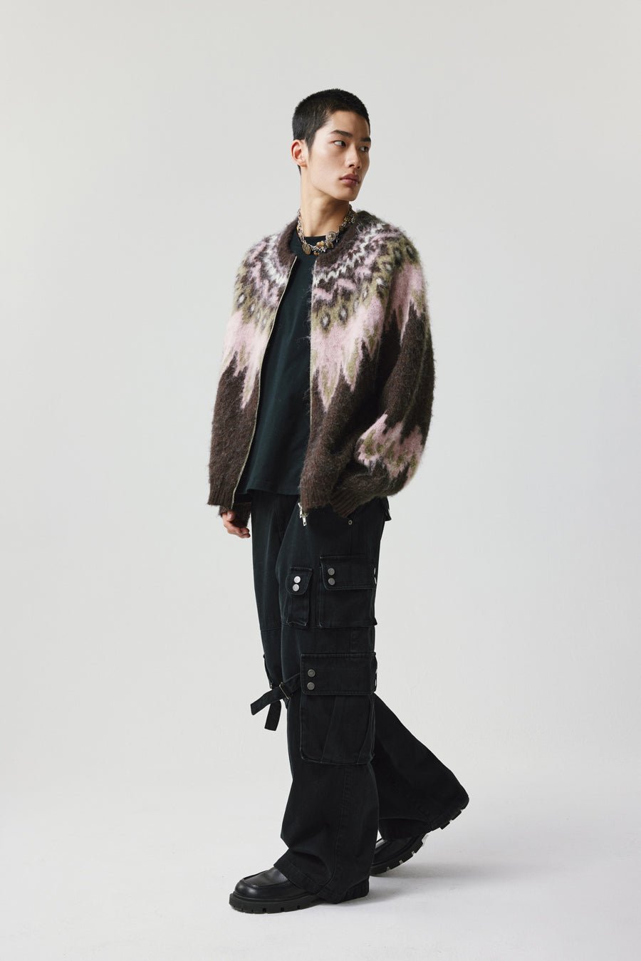 Fair Isle Pattern Wool Blend Cardigan - COPPING THREADS - CHICISLAND