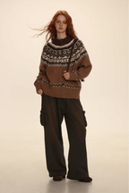 Fair Isle Pattern Zipper Cardigan Knit Sweater - COPPING THREADS - MOROMORO