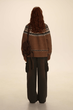Fair Isle Pattern Zipper Cardigan Knit Sweater - COPPING THREADS - MOROMORO