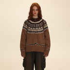 Fair Isle Pattern Zipper Cardigan Knit Sweater - COPPING THREADS - MOROMORO
