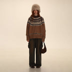 Fair Isle Pattern Zipper Cardigan Knit Sweater - COPPING THREADS - MOROMORO