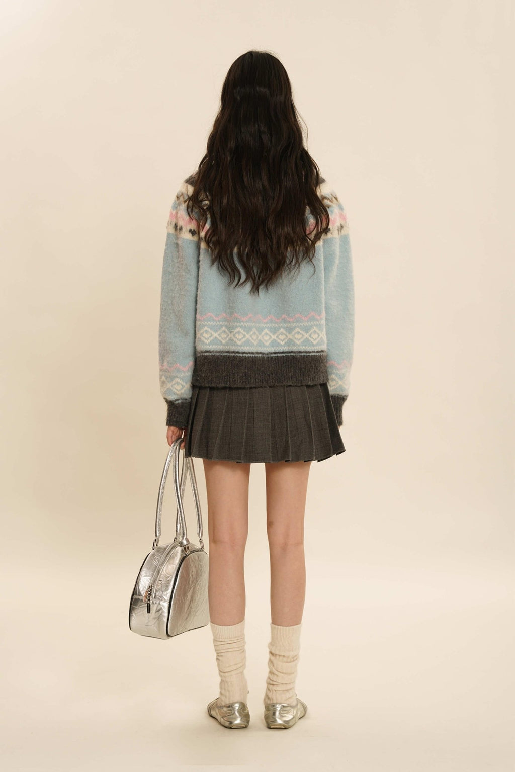 Fair Isle Round Neck Knit Cardigan Sweater - COPPING THREADS - MOROMORO