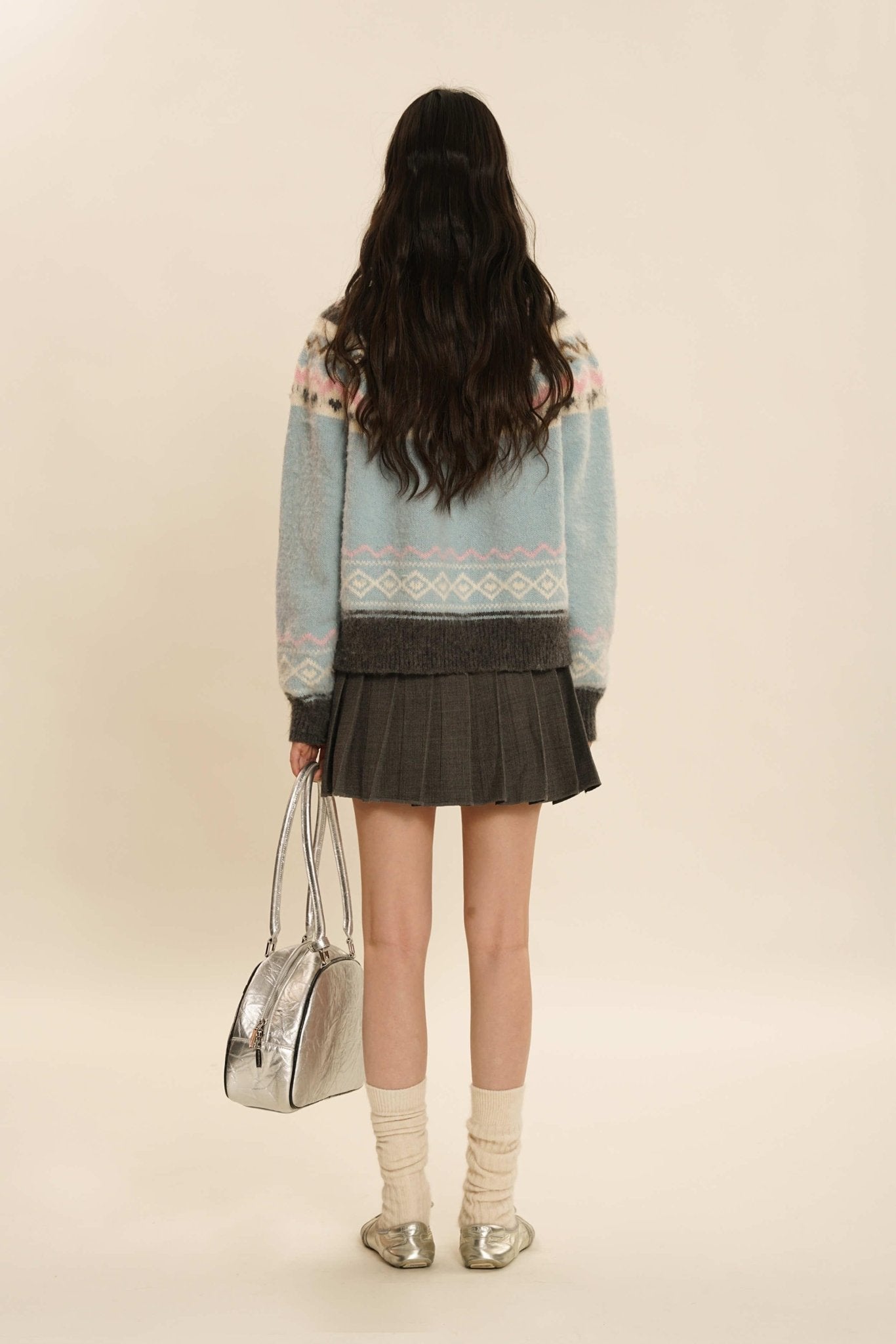 Fair Isle Round Neck Knit Cardigan Sweater - COPPING THREADS - MOROMORO