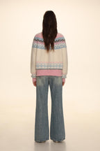 Fair Isle Round - neck Knit Cardigan Sweater - COPPING THREADS - MOROMORO
