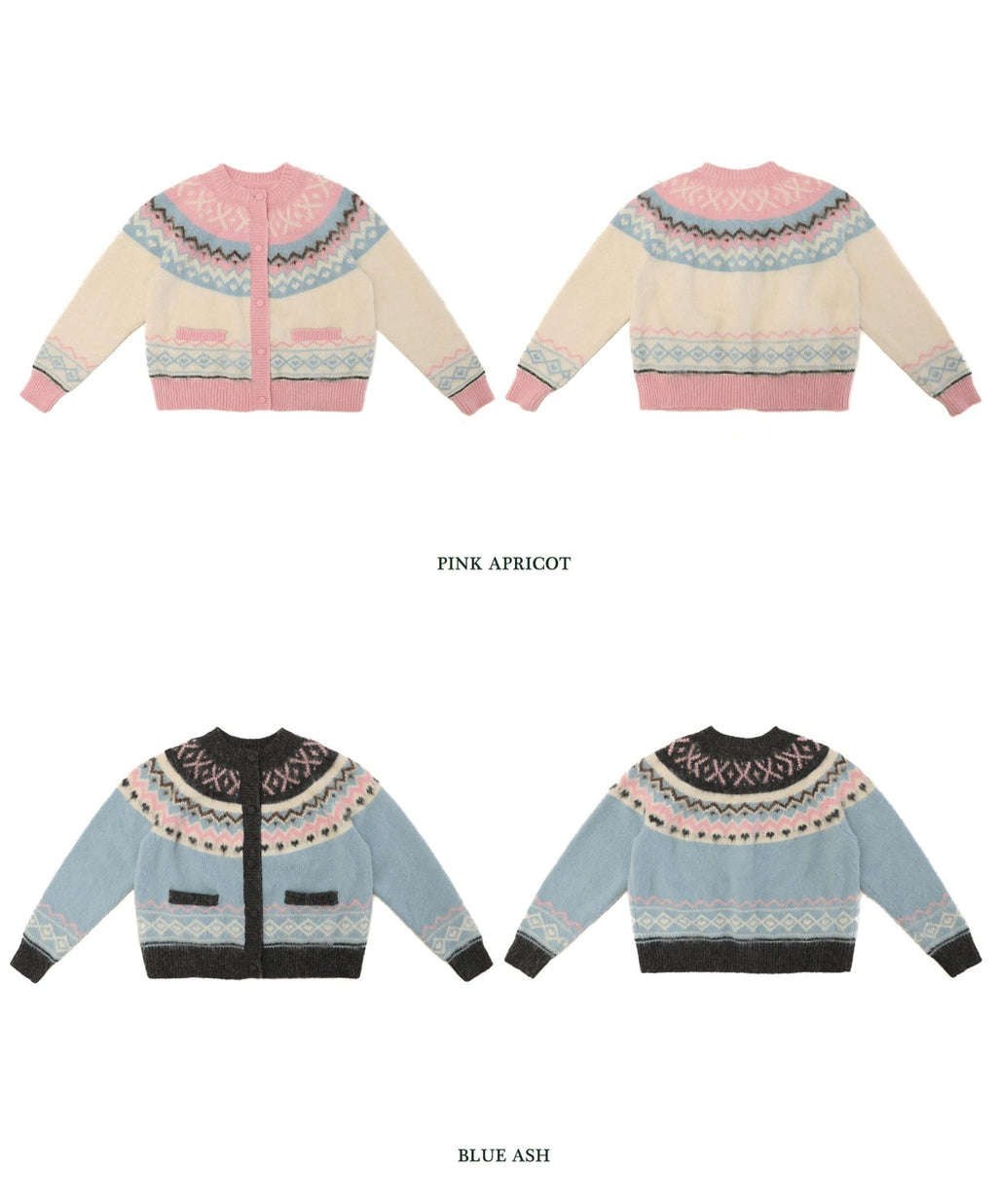 Fair Isle Round Neck Knit Cardigan Sweater - COPPING THREADS - MOROMORO