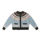 Fair Isle Round Neck Knit Cardigan Sweater - COPPING THREADS - MOROMORO