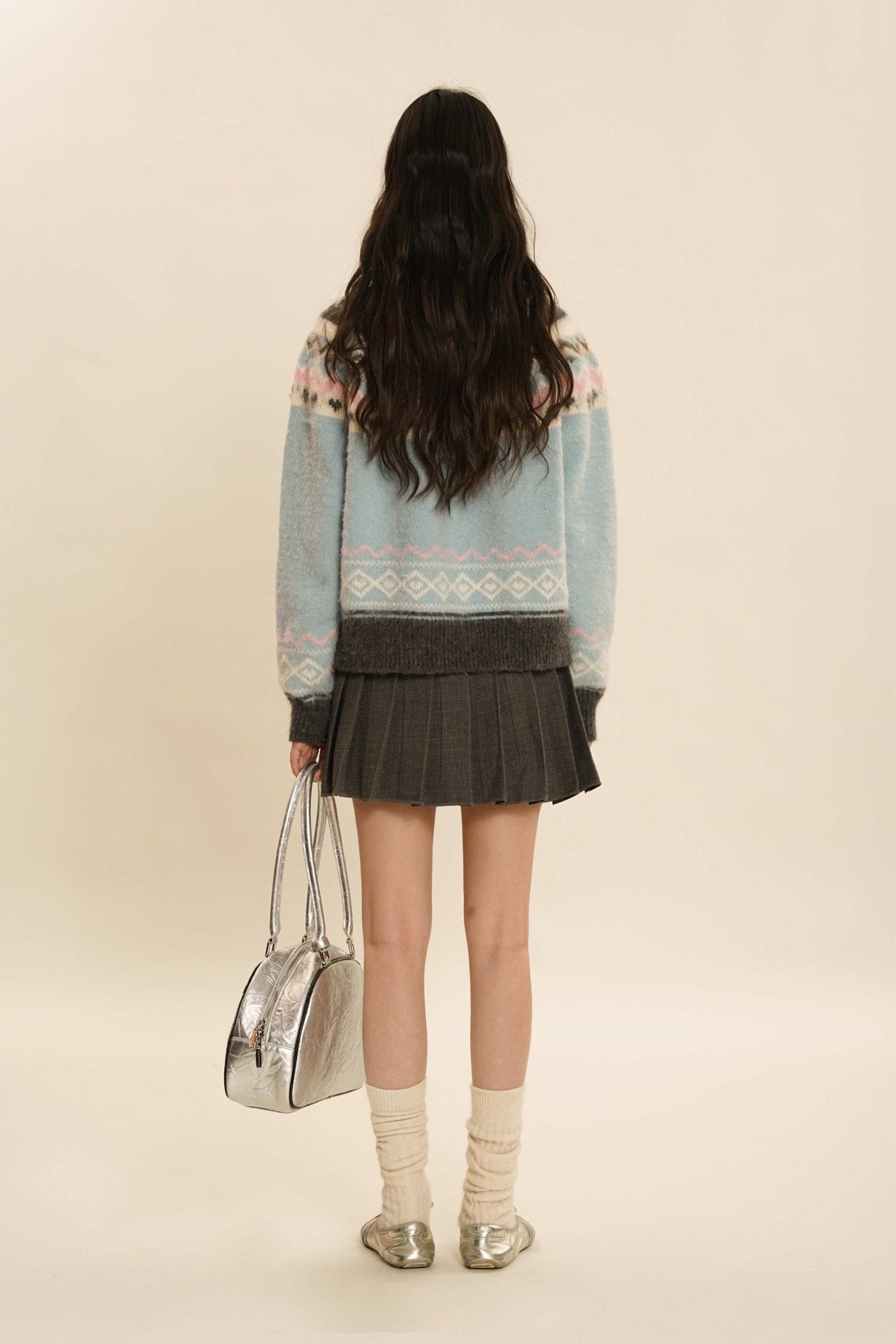Fair Isle Round - neck Knit Cardigan Sweater - COPPING THREADS - MOROMORO