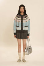 Fair Isle Round Neck Knit Cardigan Sweater - COPPING THREADS - MOROMORO