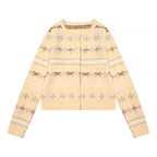 Fair Isle Striped Bowknot Pattern Jacquard Knit Cardigan - COPPING THREADS - CHICISLAND