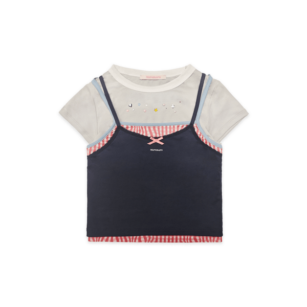 Faux 3 - Piece Layered Look Lace Trim Tee - COPPING THREADS - MOROMORO