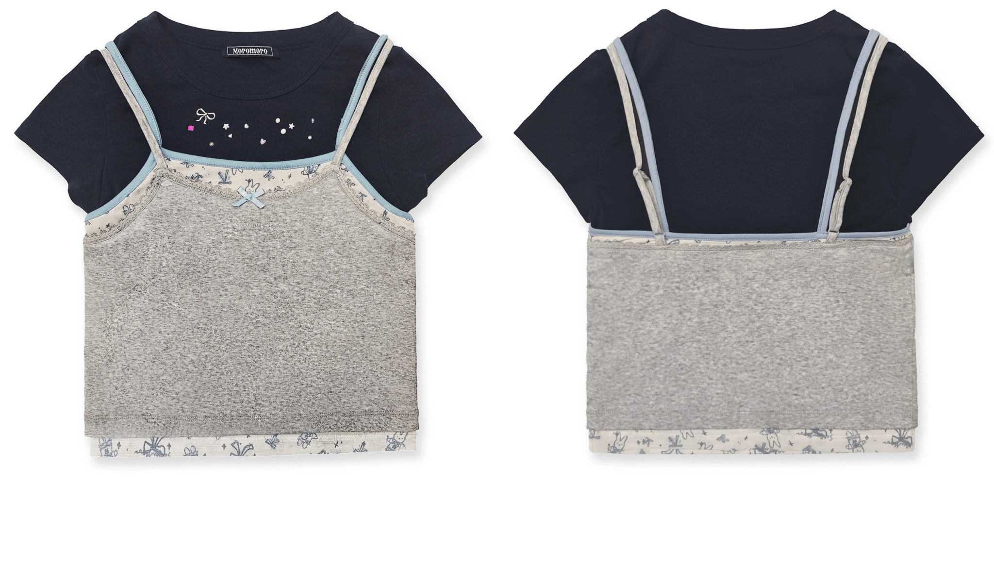 Faux 3 - Piece Layered Look Lace Trim Tee - COPPING THREADS - MOROMORO