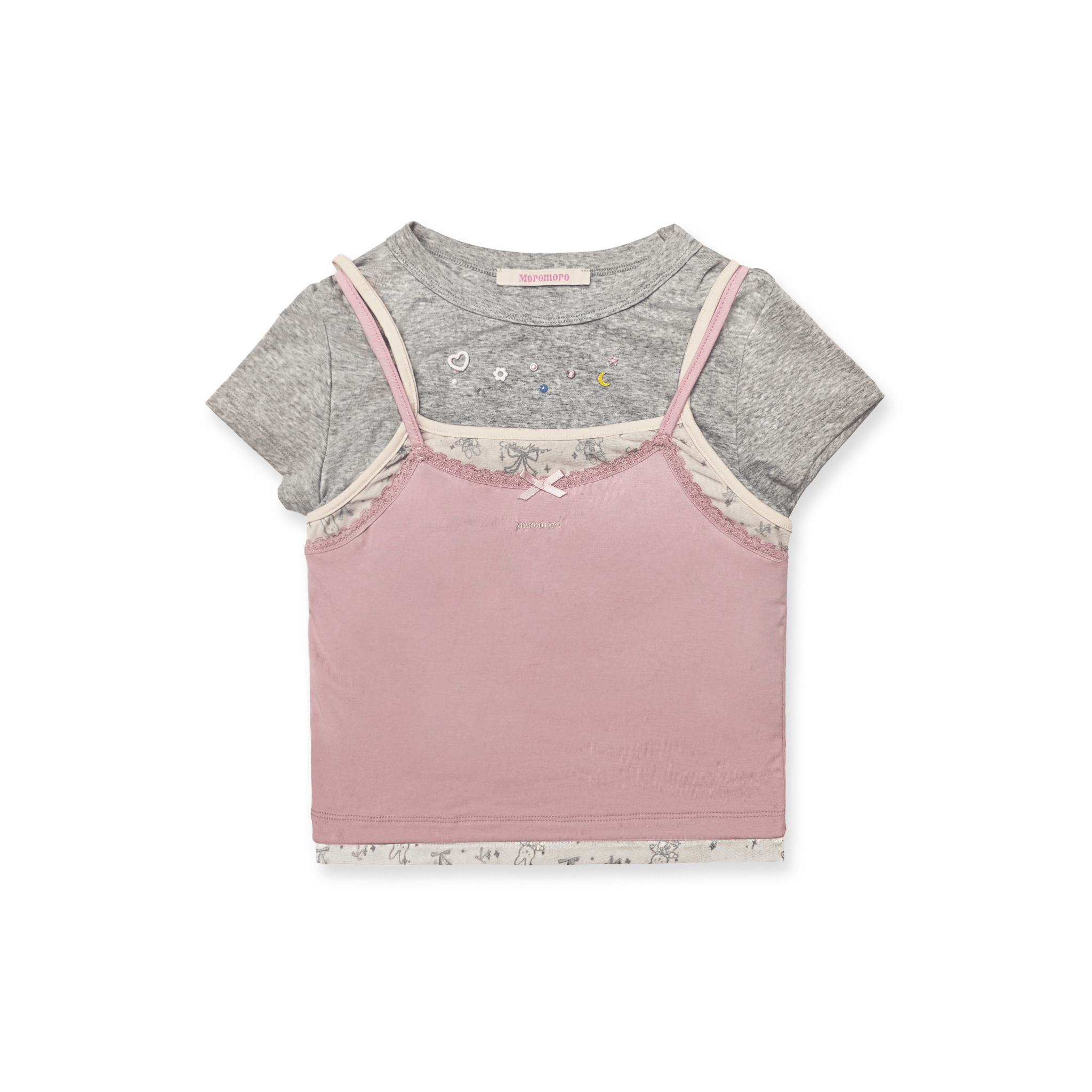 Faux 3 - Piece Layered Look Lace Trim Tee - COPPING THREADS - MOROMORO