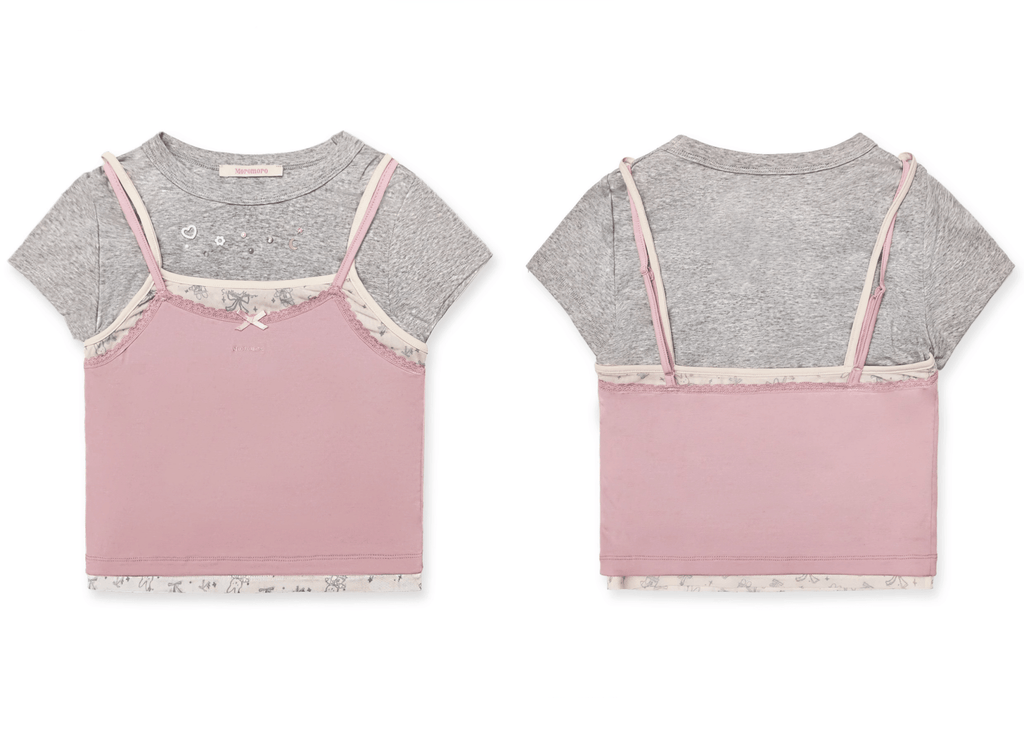 Faux 3 - Piece Layered Look Lace Trim Tee - COPPING THREADS - MOROMORO