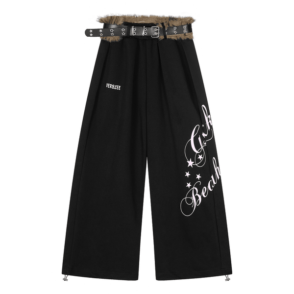 Faux Fur Belt Wide - Leg Sweatpants - COPPING THREADS - CT Select