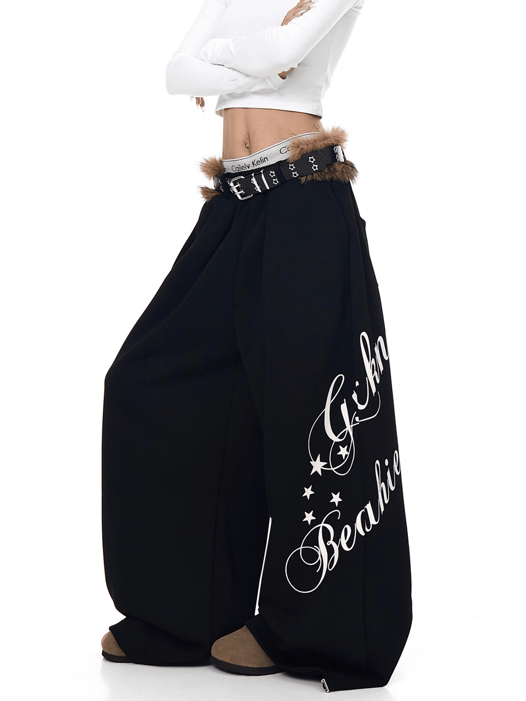 Faux Fur Belt Wide - Leg Sweatpants - COPPING THREADS - CT Select