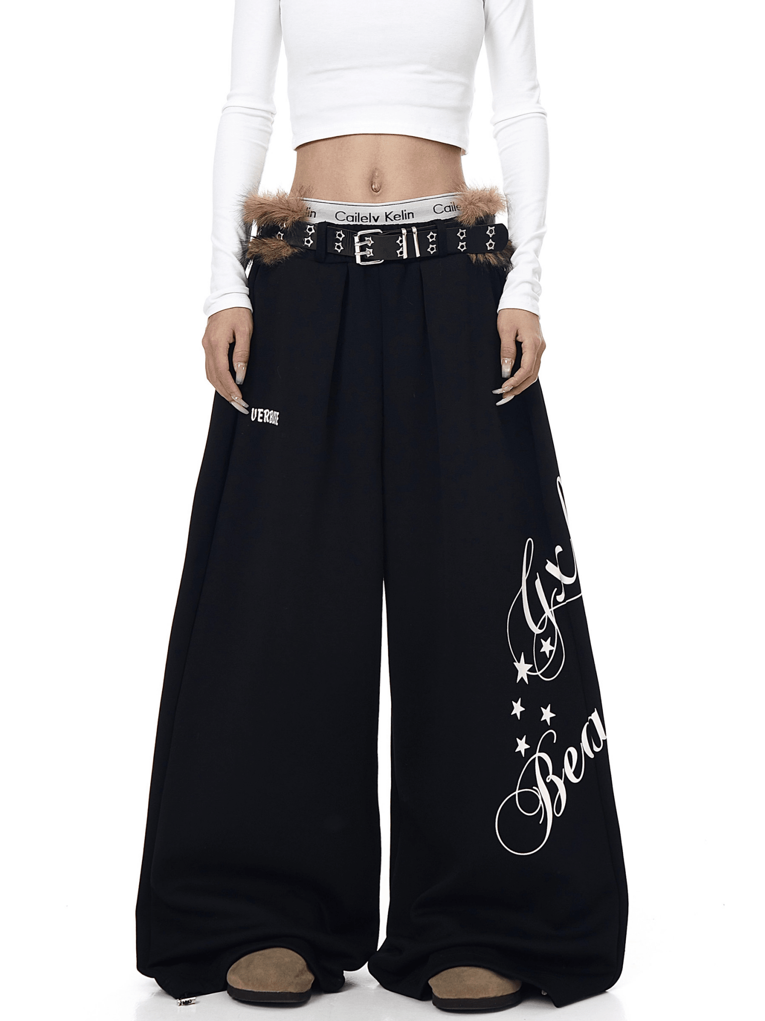Faux Fur Belt Wide - Leg Sweatpants - COPPING THREADS - CT Select