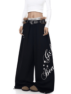 Faux Fur Belt Wide - Leg Sweatpants - COPPING THREADS - CT Select