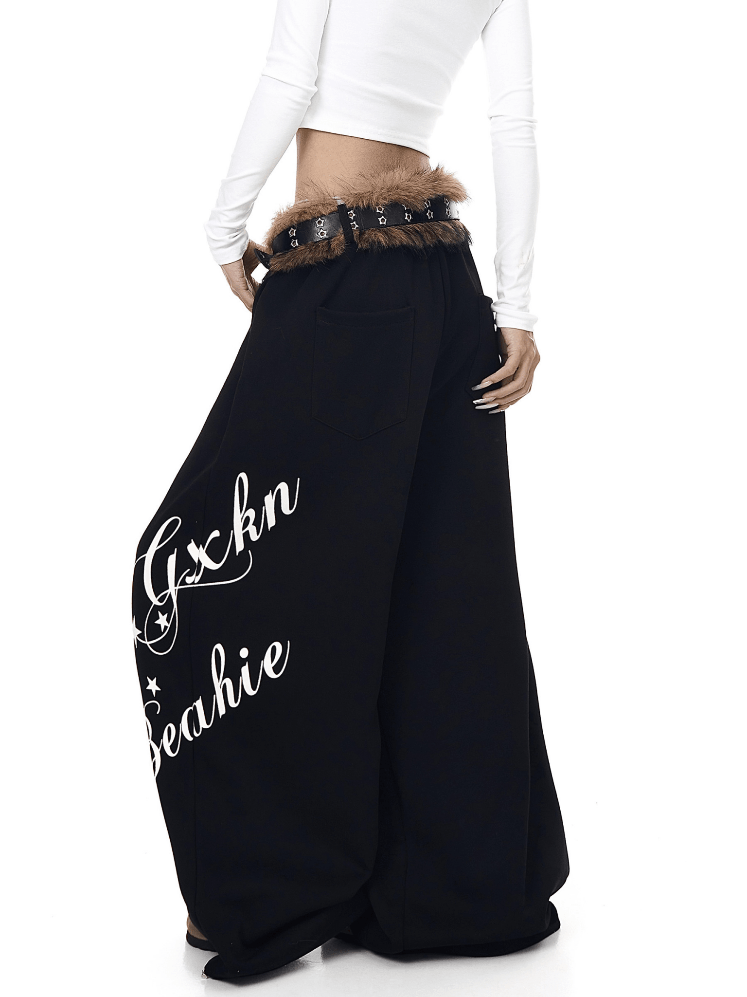 Faux Fur Belt Wide - Leg Sweatpants - COPPING THREADS - CT Select